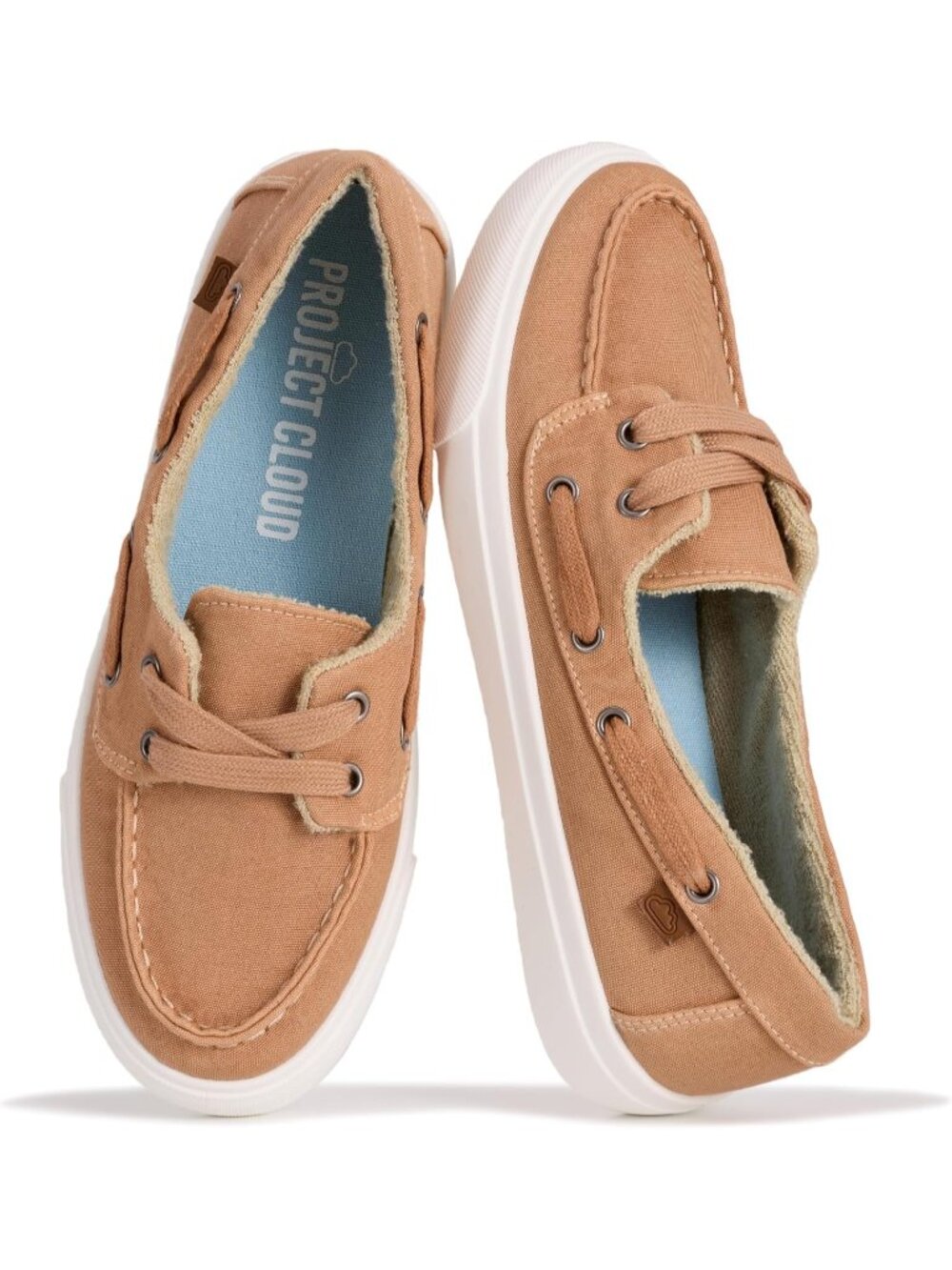 Womens Tan Canvas Project Cloud Canvas Sneakers Memory Foam Slip On Loafers